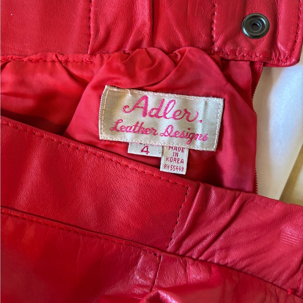 160. Vintage Adler Leather Collection Red Pencil Skirt Size 4 - Picture 5 of 6